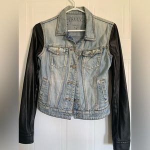 Talula Aritzia Jean Jacket with Faux Leather sleeves XS